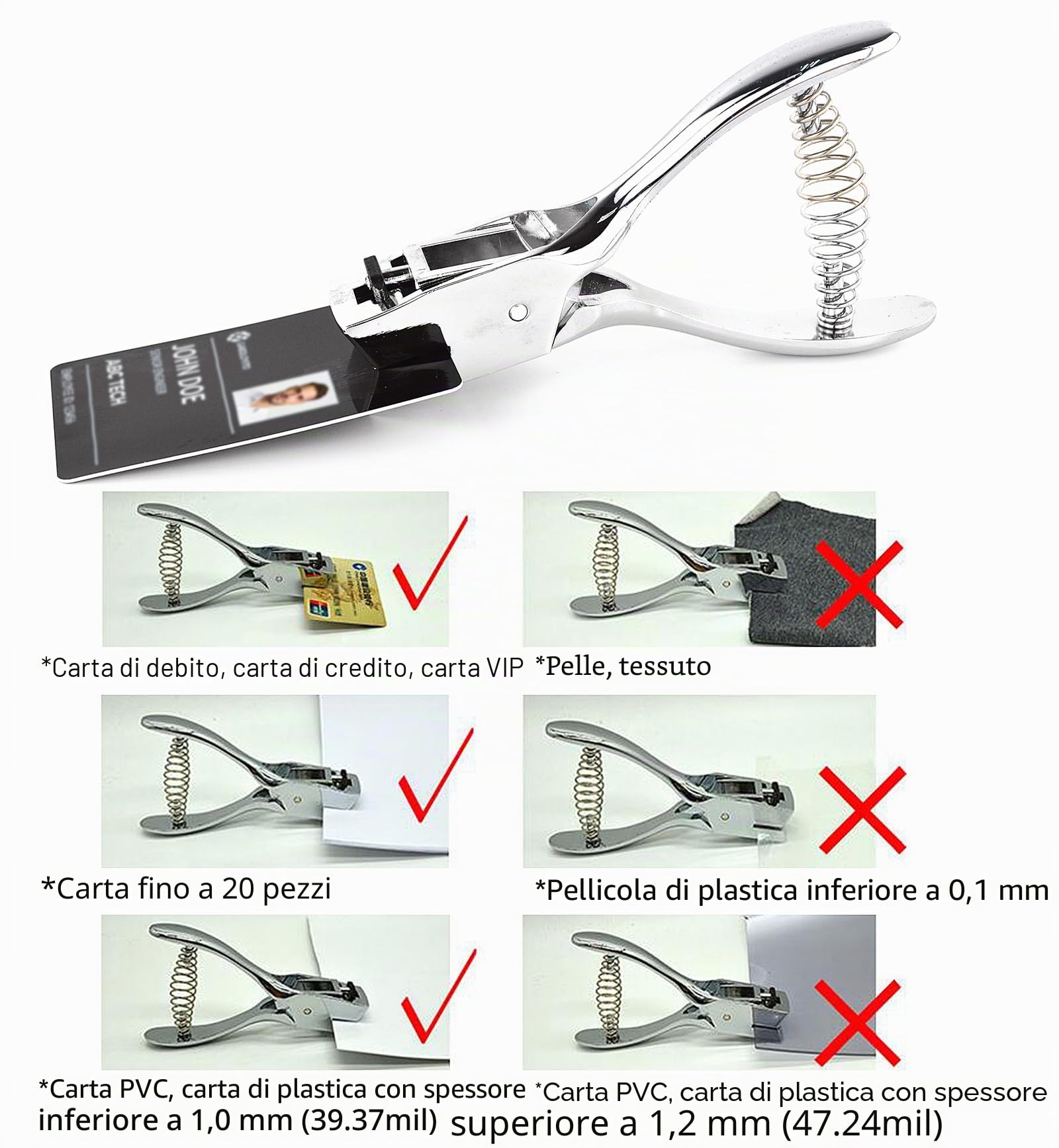 SAMYO Strumento tenuto in mano della pinza del perforatore del metallo della scanalatura della carta di identità della scanalatura della carta di identità per l'etichetta della foto del PVC del