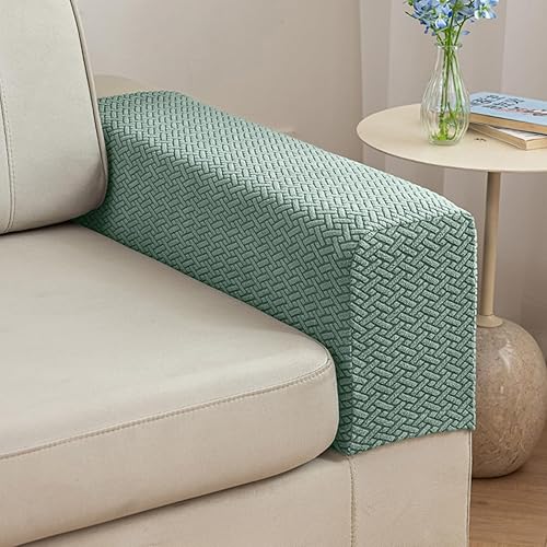 Miniatura 13 de Fundas para Brazos de Sofá, Fundas para Reposabrazos de Sillón, Fundas para Brazos de Silla, Protectores (Textura Café Claro, Mediano (Juego de 2))