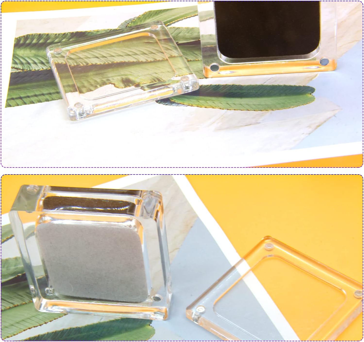 2 Pieces Small Acrylic Jewelry Box with Lid Clear Gemstone Display Box Container with Automatic Adsorption Clear Top Lids and Sponge Inside for Gemstones, Rings, Necklaces, Bracelets