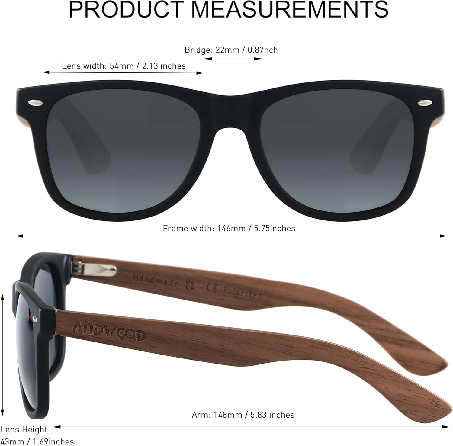 ANDWOOD Wood Sunglasses Polarized for Men Women Uv Protection Wooden Bamboo Frame Mirrored Sun Glasses - Image 5