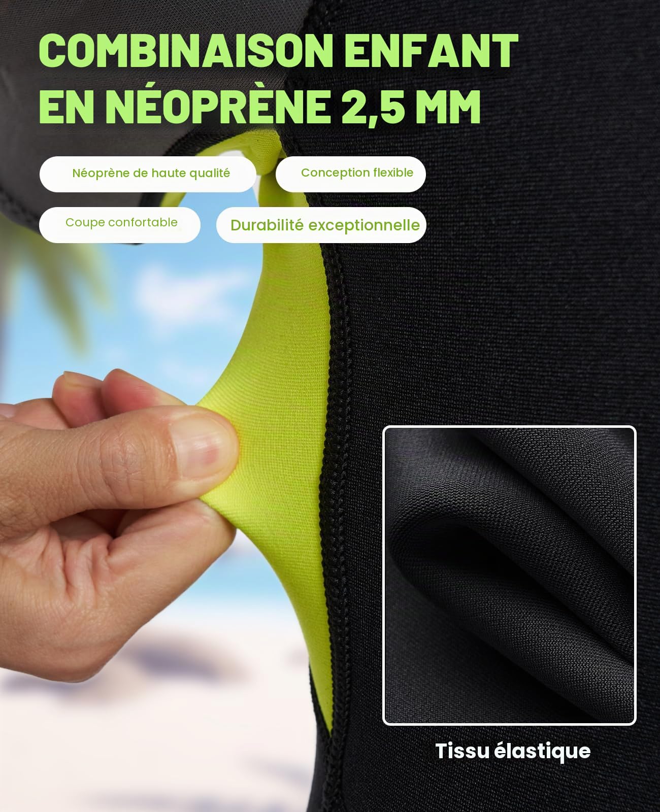 Gogokids Shorty Combinaison de Plongée Enfant, Neoprene 2.5MM Maillot de Bain pour Natation Activités Aquatiques 2-10 Ans