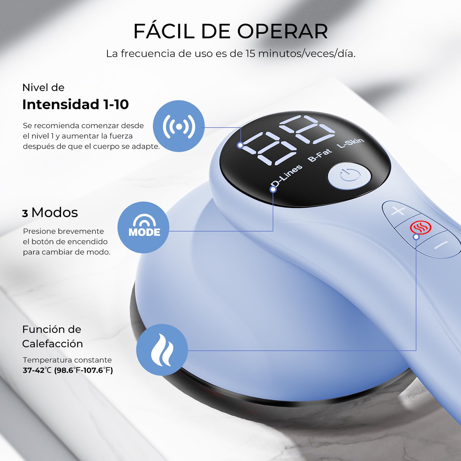 Masajeador Anticelulítico, Celulitis Masajeador Electrico para Masaje de Cintura, Abdomen, Glúteos, Brazos, Piernas y Espalda (Azul)