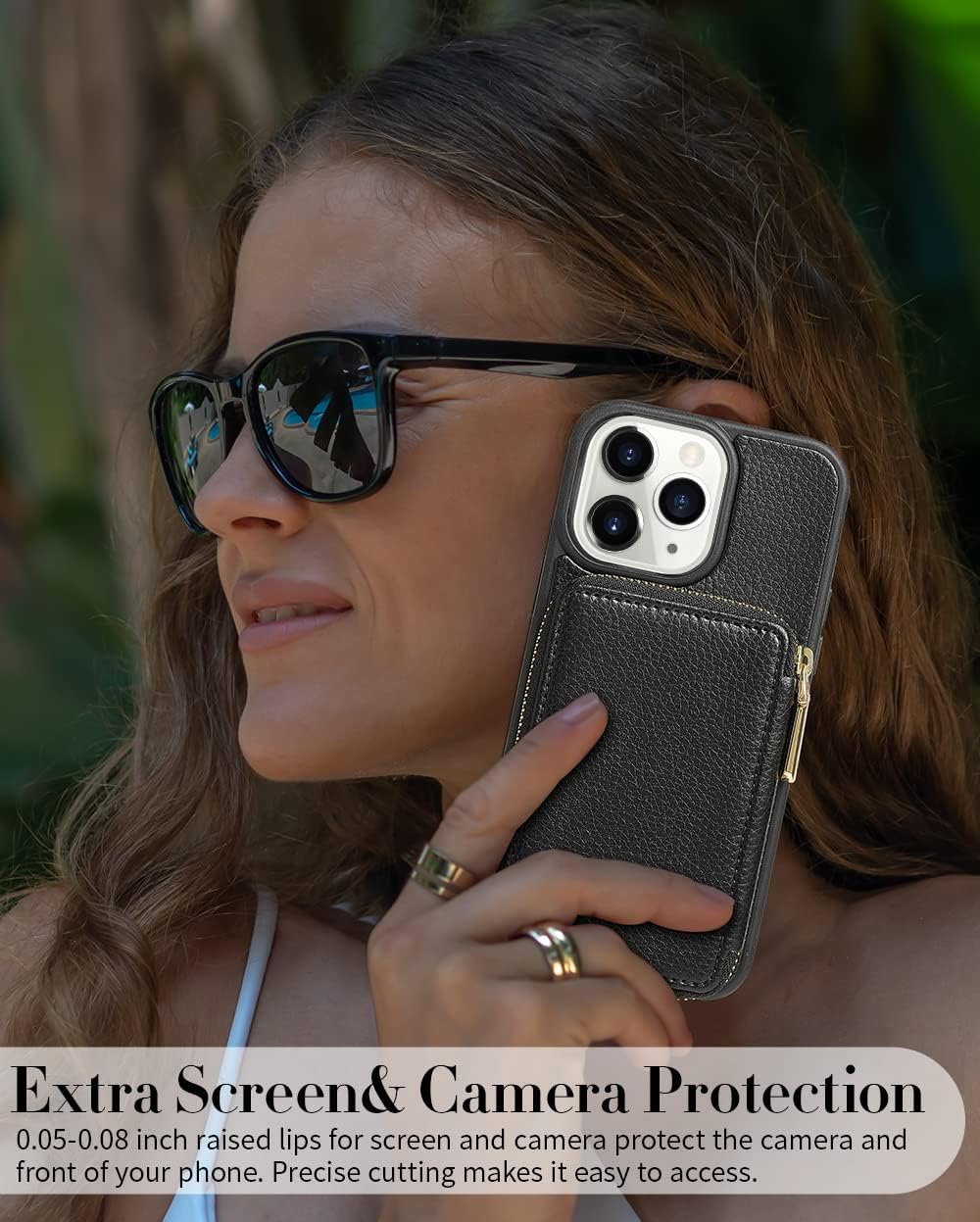 ZVE iPhone 11 Pro Max Wallet Case, iPhone 11 Pro Max Case,Zipper Wallet Case with Credit Card Holder Slot Wrist Strap Handbag Purse Protective Case for Apple iPhone 11 Pro Max 6.5 inch - Black