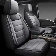 Full Coverage Faux Leather Car Seat Covers Full Set,Automotive Seat Covers for Cars,SUVs Pick-up Truck, Car Seat Cushion, Black and Grey Seat Covers for 5 Seats