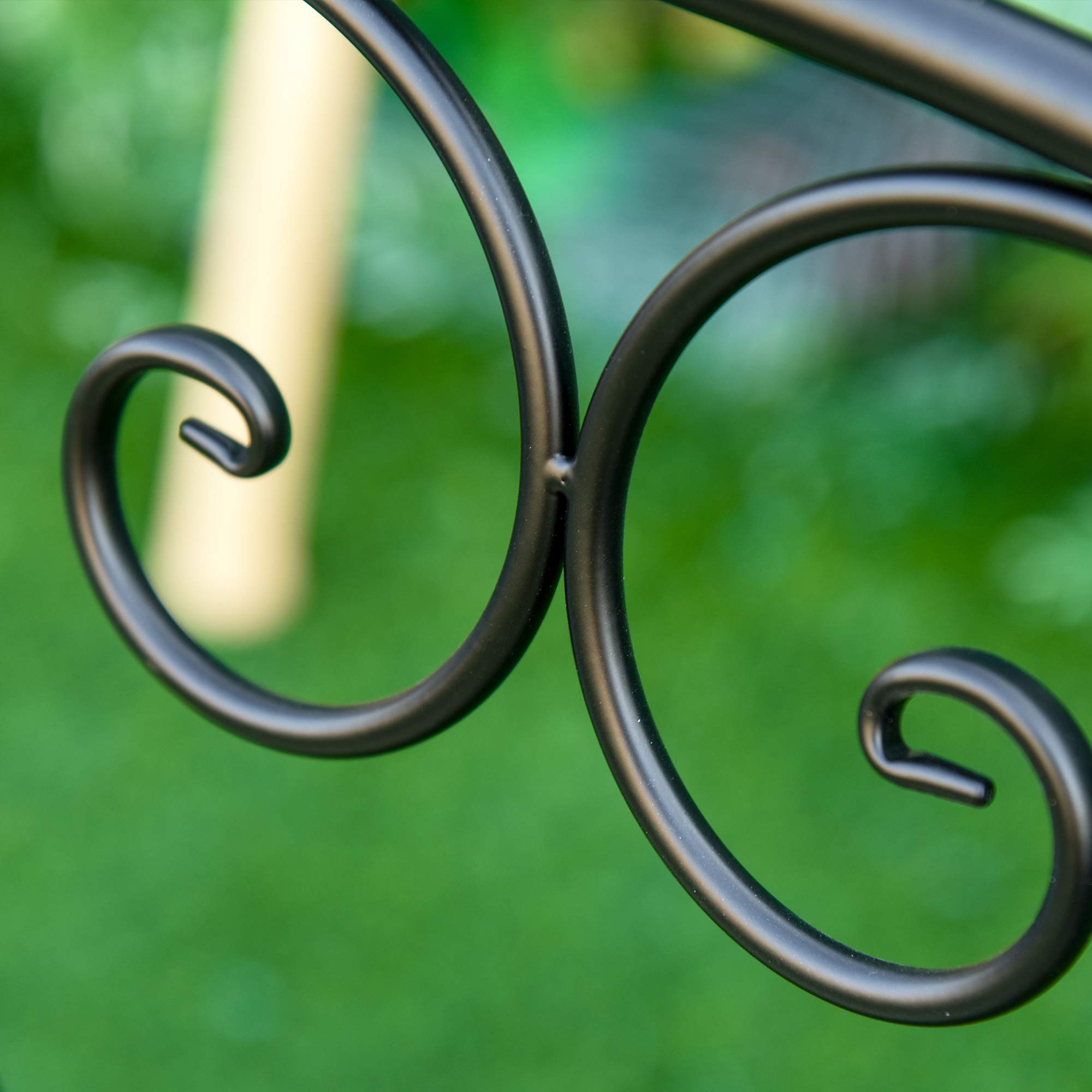 Outsunny Banco de jardín 2 plazas Hierro Forjado Metal Negro Oro | Estilo neorretro, líneas aerodinámicas, efecto envejecido