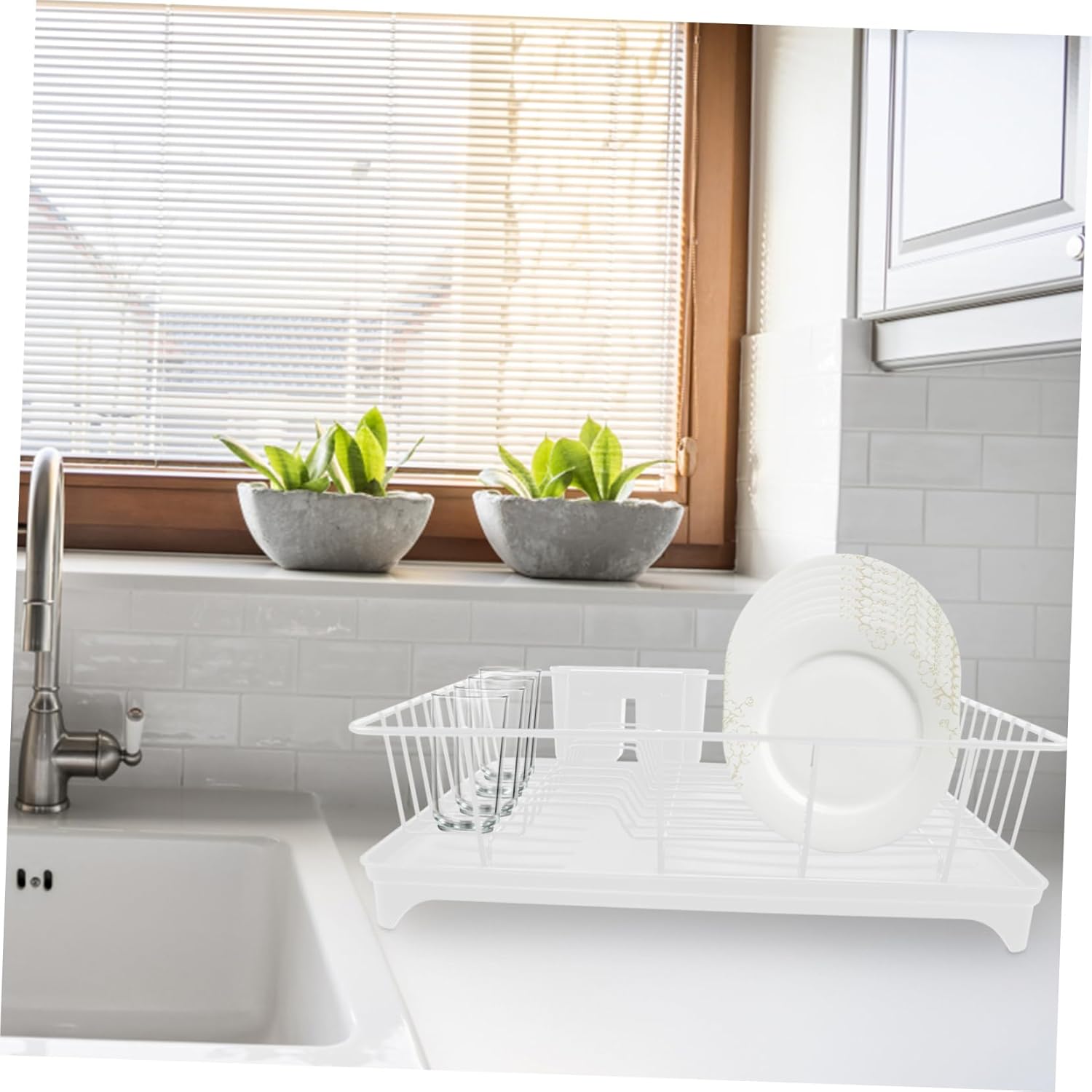 Cabilock Dish Drying Rack Kitchen Utensil Holder Over The Sink Dish Rack Large Capacity Easy