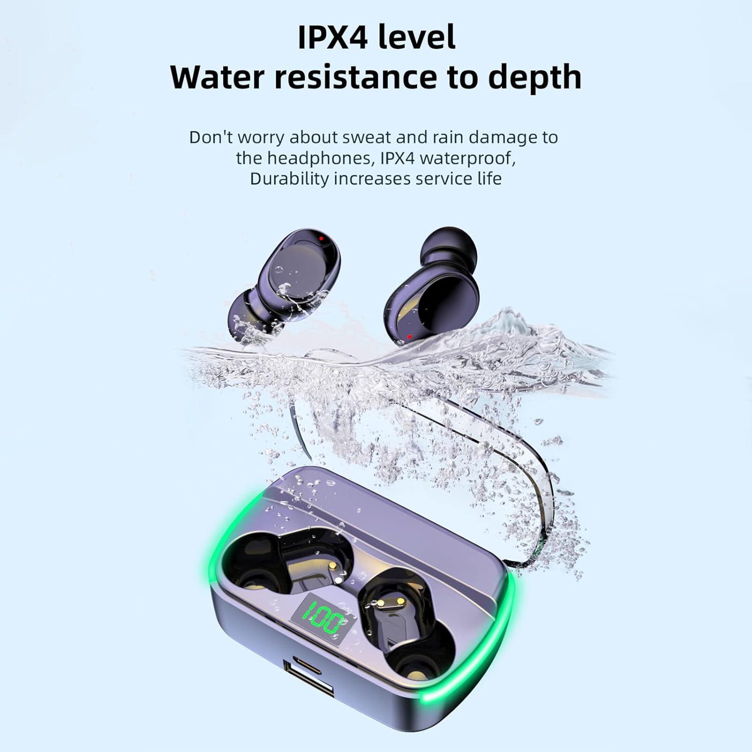 topliu digital display bluetooth 5 3 earbuds noise reduction headphones with breathing light touch control sport earphones with low latency for sp