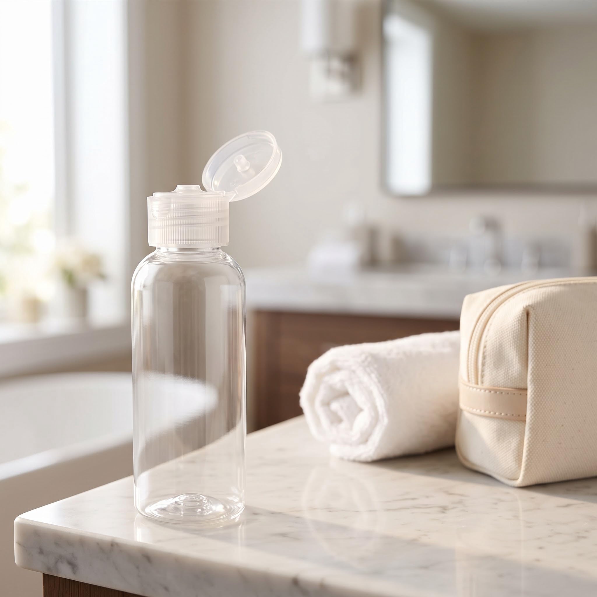SEHOI Clear PET Refillable Travel Squeeze Bottles with Disc Caps