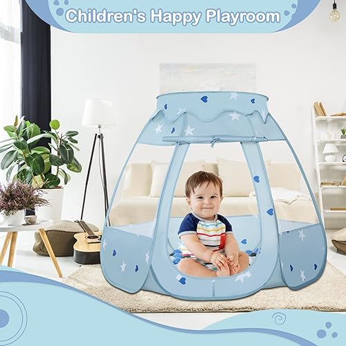 Miniatura 4 de Alberca de pelotas para niños pequeños con 50 pelotas, tienda de campaña desplegable, casa de juegos para interior y exterior con bolsa de