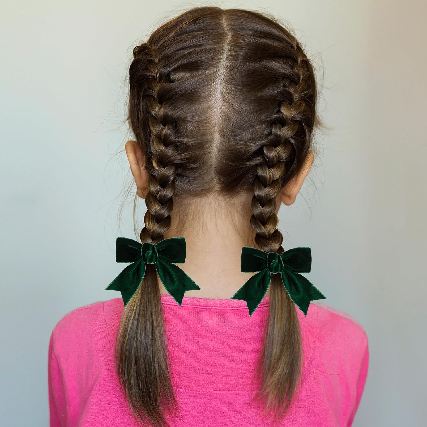 Cute Dark Green Velvet Hair Bow Clips 3" Fall Bowknot Alligator Barrettes Hairpins for Baby Girls,Toddlers, Kids,Teens Christmas Party Dress Accessories Handmade Birthday Gift 2 Pack