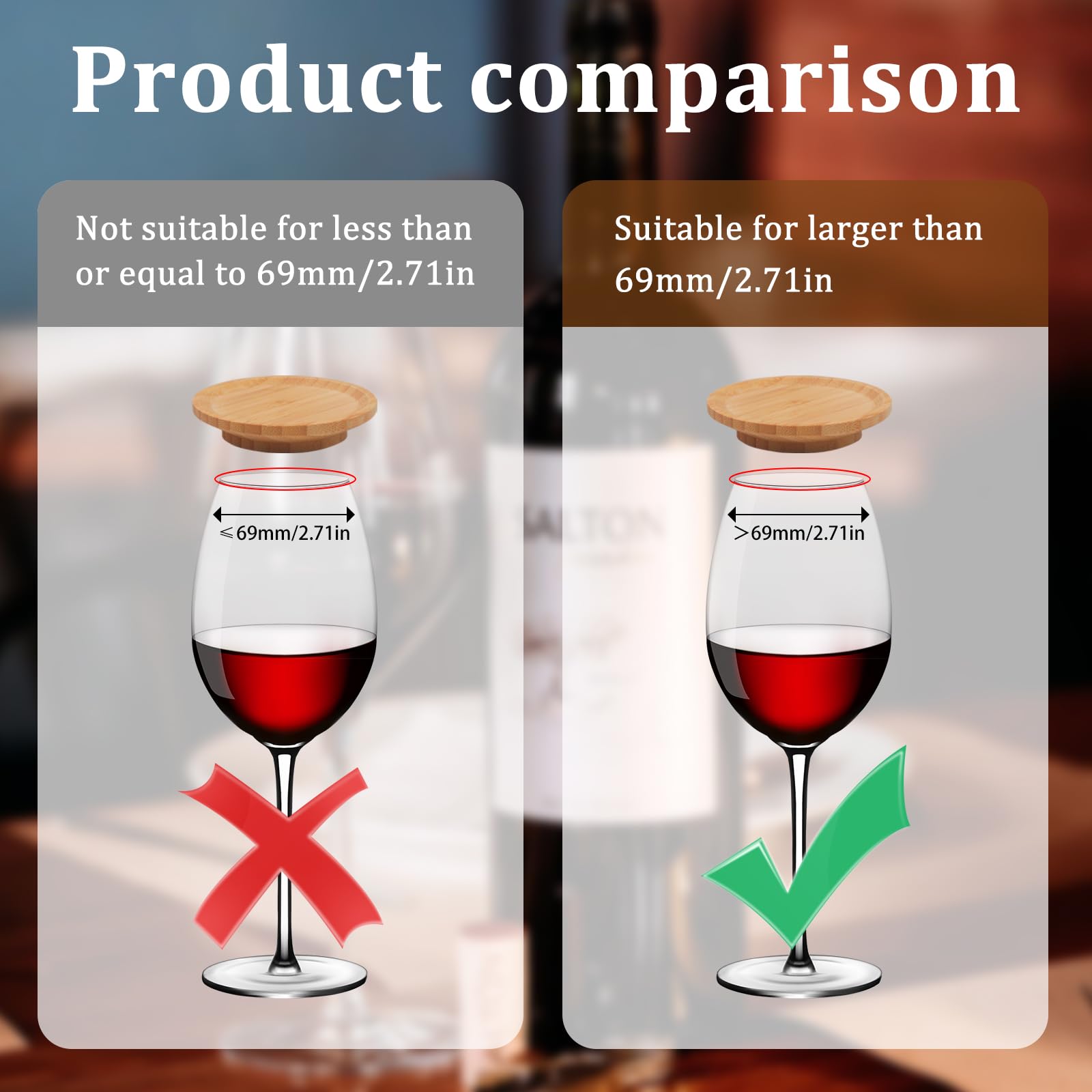 12 Pezzi Topper Per Bicchieri da Vino in Bambù Circolare Wine Glass Charcuterie Topper Resistente alla caduta Bicchieri Vino Tagliere per Salumi Adatto per Antipasti e Dessert