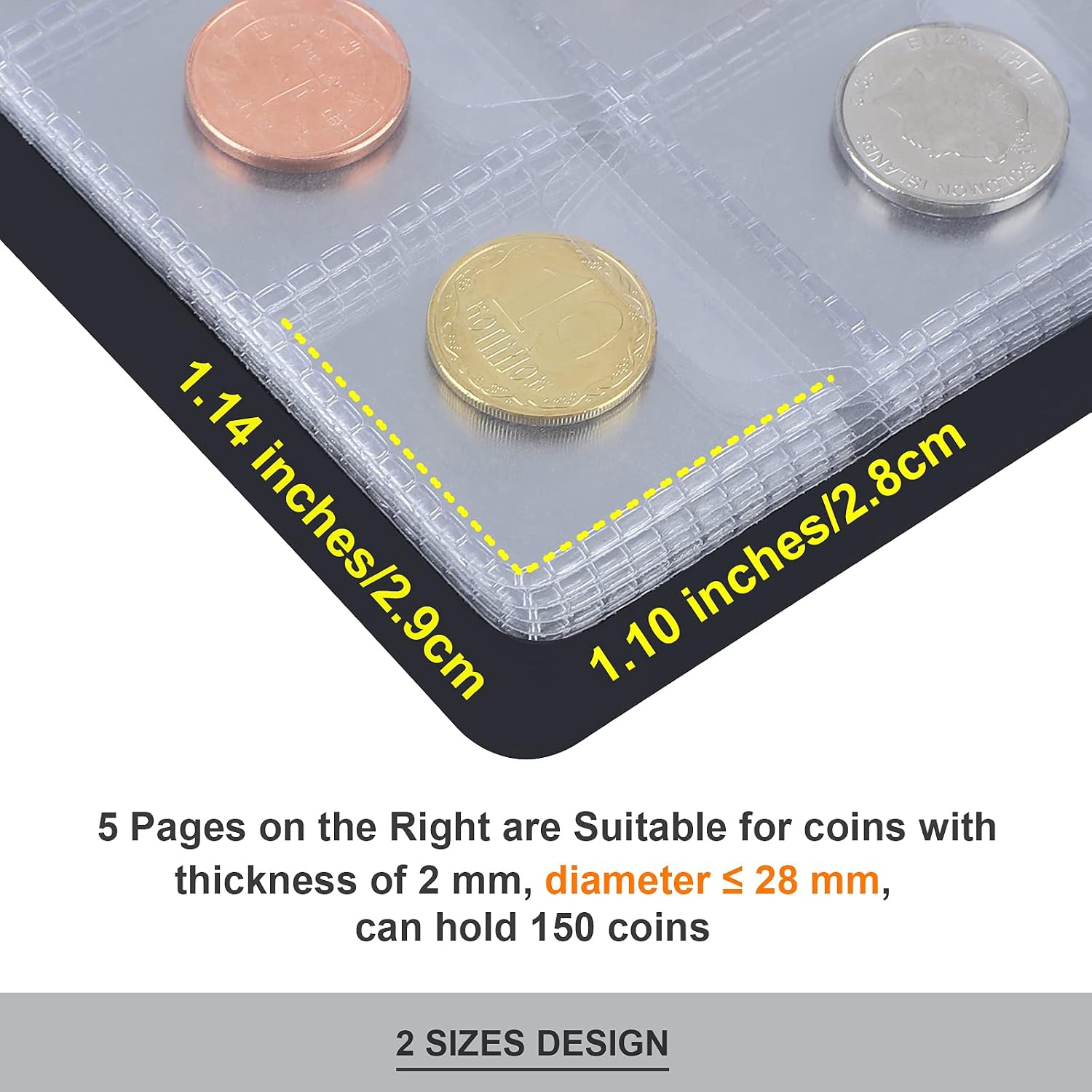 Ruisita Coin Collection Album 250 Pockets with 1 Tweezer Coin Storage Album Coin Holder Book Money Penny Pocket for Collectors 8.58 x 6.61 Inch (Blue) - Image 4