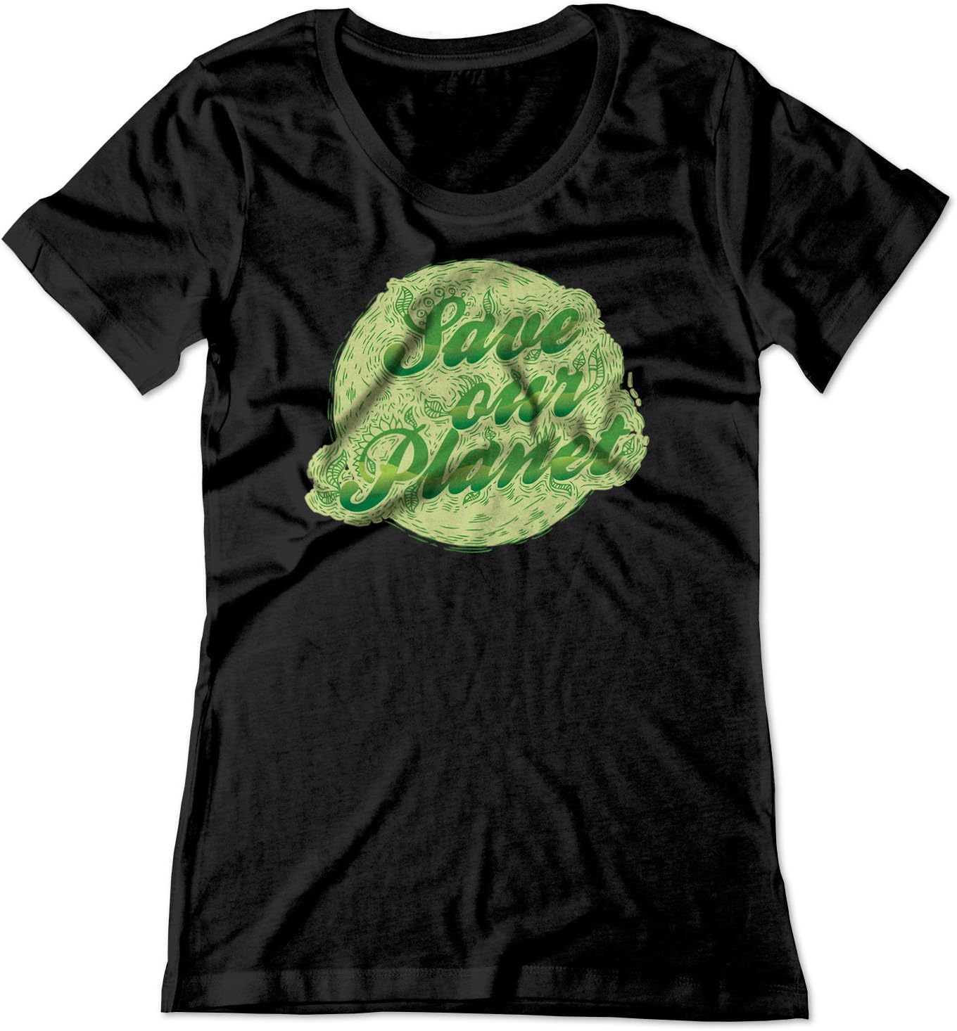 BSW Women's Save Our Planet Earth Green Environment Shirt MED Black