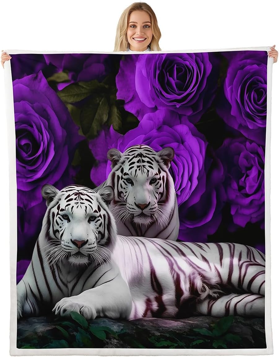 Red Rose Throw Blanket Black and White Swan Bed Blanket 60"x80",Birds Fleece Blanket,Romantic Flower Fuzzy Blanket Wild Animals Crib Stroller Decor for Girls Woman Lady Wedding Decorations