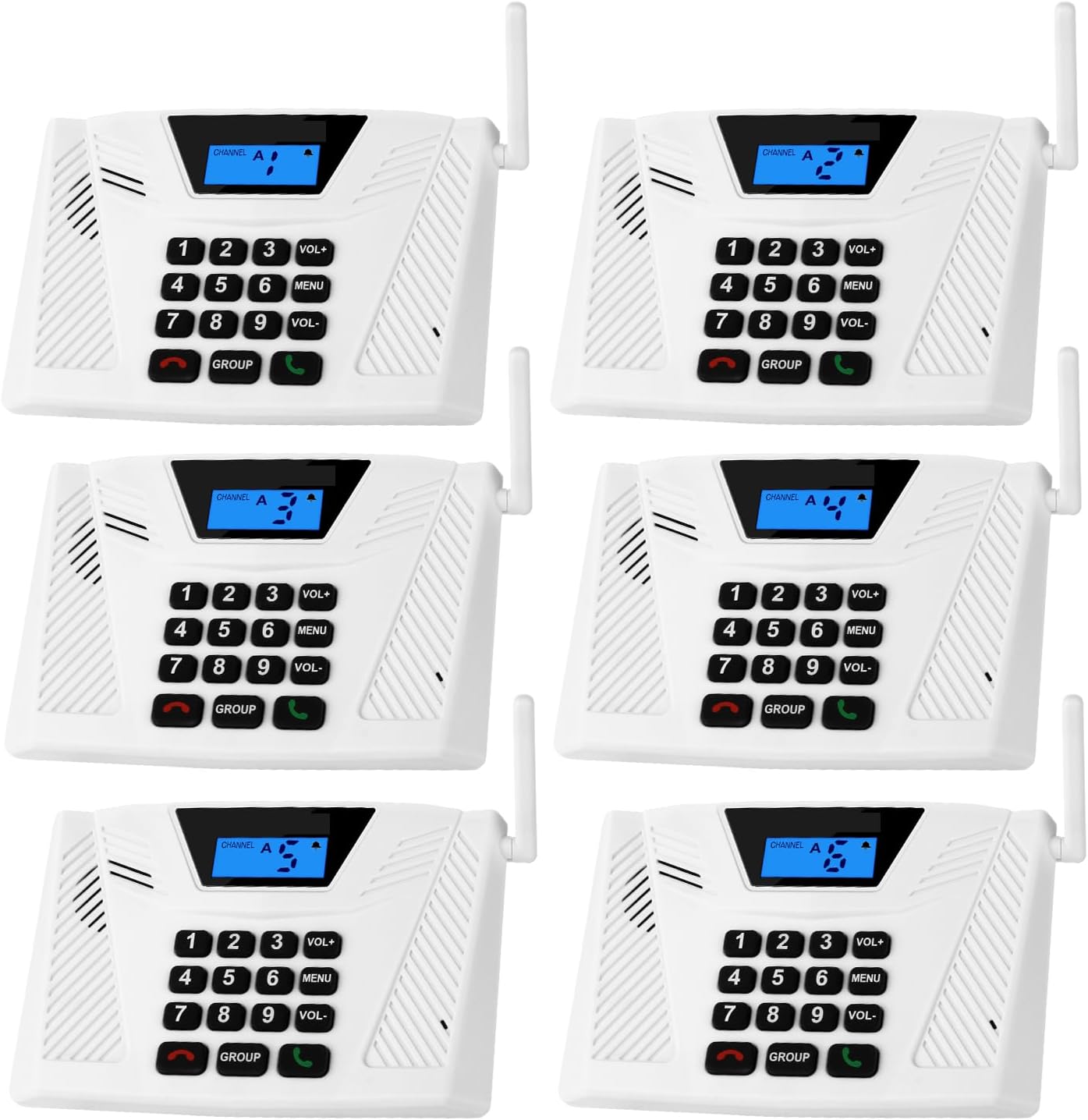 Intercoms Wireless for Home Hands Free, 2024 Upgraded Intercom 5300ft with Automatic Answer, 9 Channel Full Duplex Home Intercom System Fit for Hospital Business House(6 Packs White) ﻿