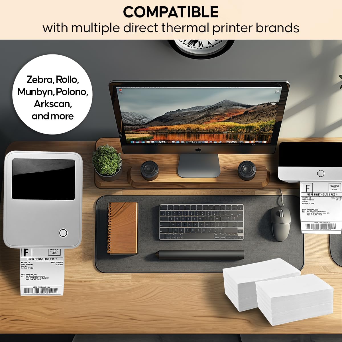 Arkscan SL500 4x6 Fanfold Shipping Label (500 Pages per Stack) for Arkscan 2054N, 3044C & Zebra Compatible Printers, Direct Thermal, White - Image 6