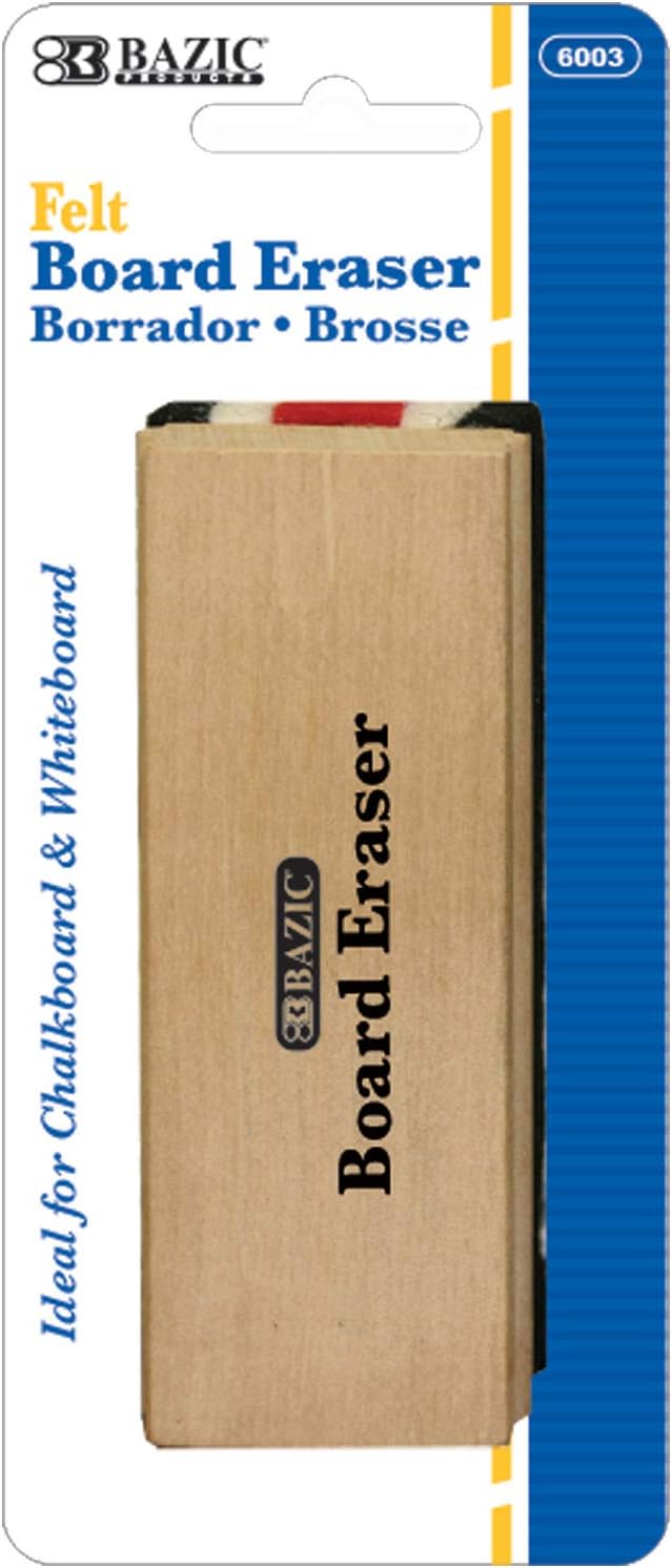 BAZIC Felt Chalkboard Eraser, Wood Blackboard Eraser Cleaner Dustless, Teacher Kids Office Classroom, 1-Pack
