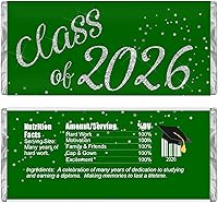 Vista 3 de Graduation Candy Wrappers, Chocolate Bar Labels, Class of 2026, Grad Party Favors, Pack of 20 (Green/Gold)