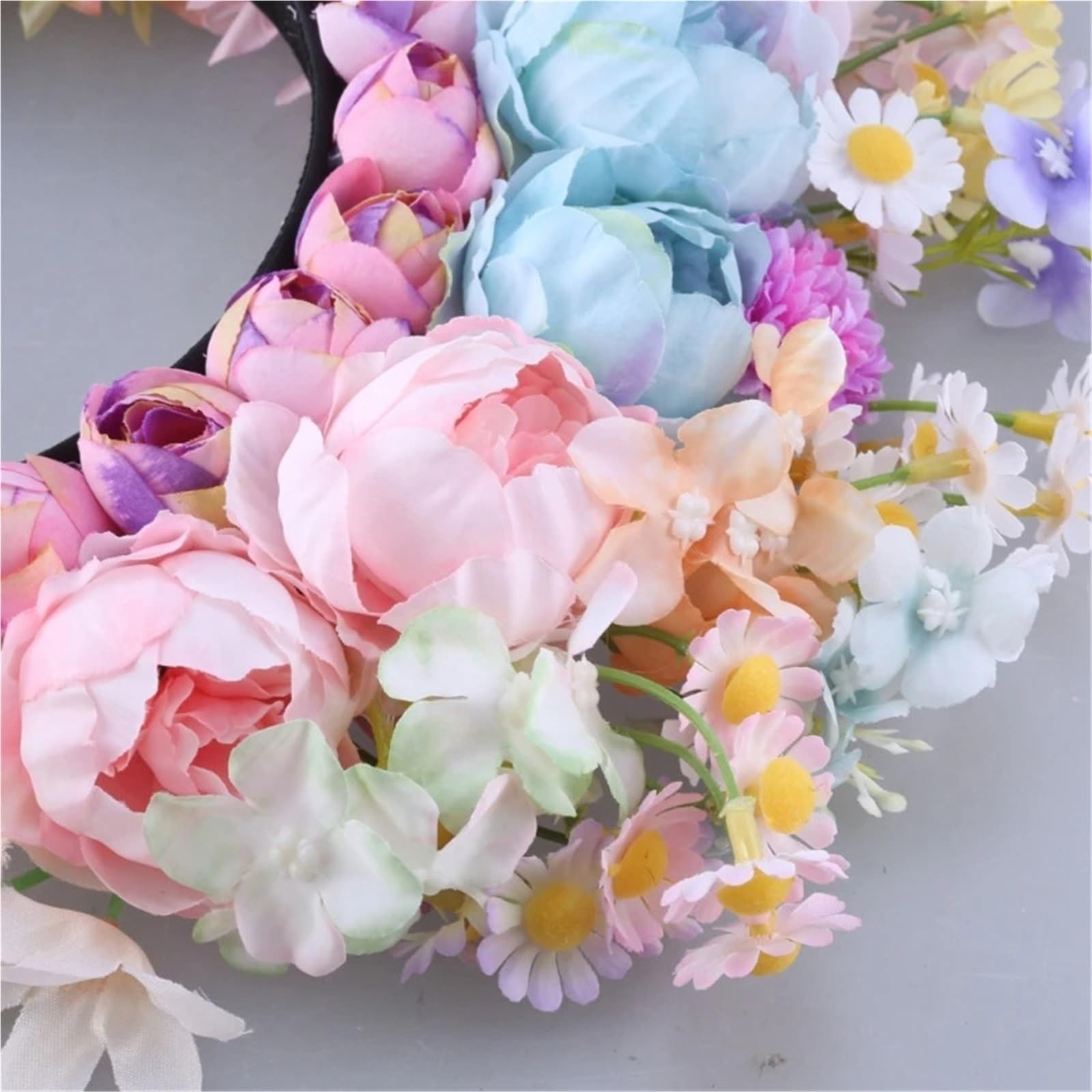 Haarreif mit künstlicher Blumenkrone Mehrfarbige künstliche Blumenkrone, Blumen-Stirnband, Haarkranz, Hochzeit, Party, Braut, Frauen(Color3)
