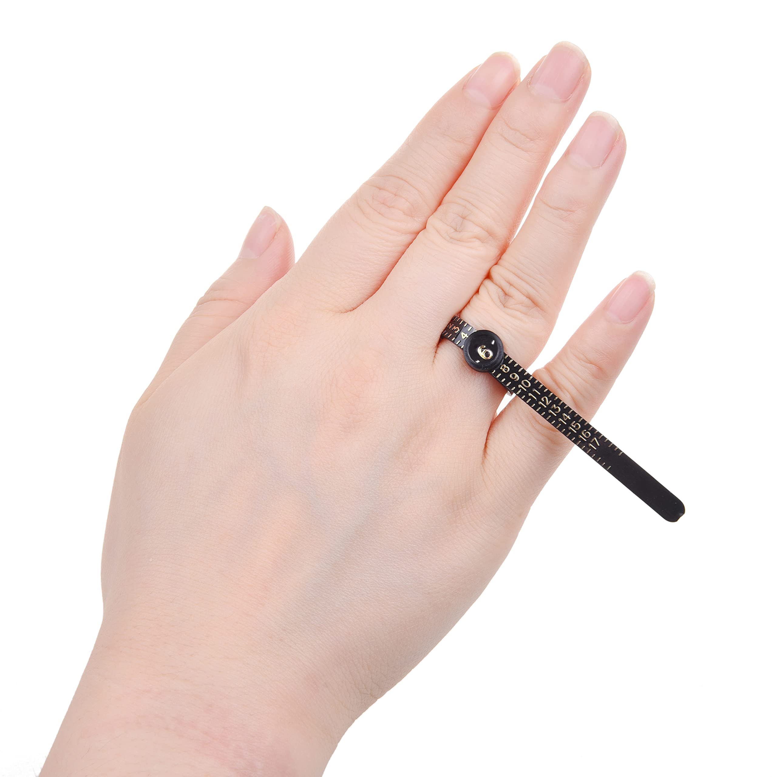 WLLHYF Strumento Di Misurazione Per Anello Da 2 Pezzi Nero Bianco Riutilizzabile Dito USA Calibro Di Misura Di Plastica Con Vetro Ingrandito Per Il Dimensionamento Dei Gioielli - Foto 5