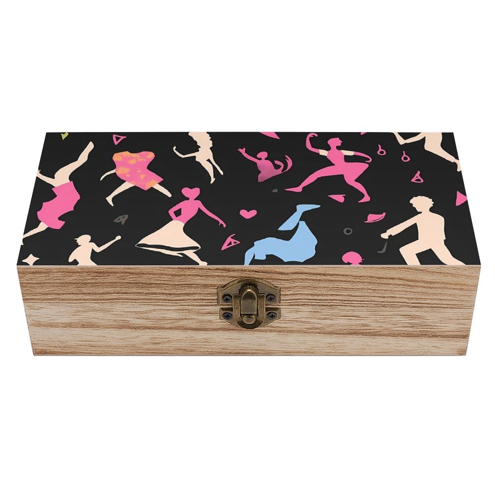 HLBSDM Vibrant Disco Dancers Retro Wooden Storage Box Jewelry Art Gift Boxs Decorative Keepsake Boxes