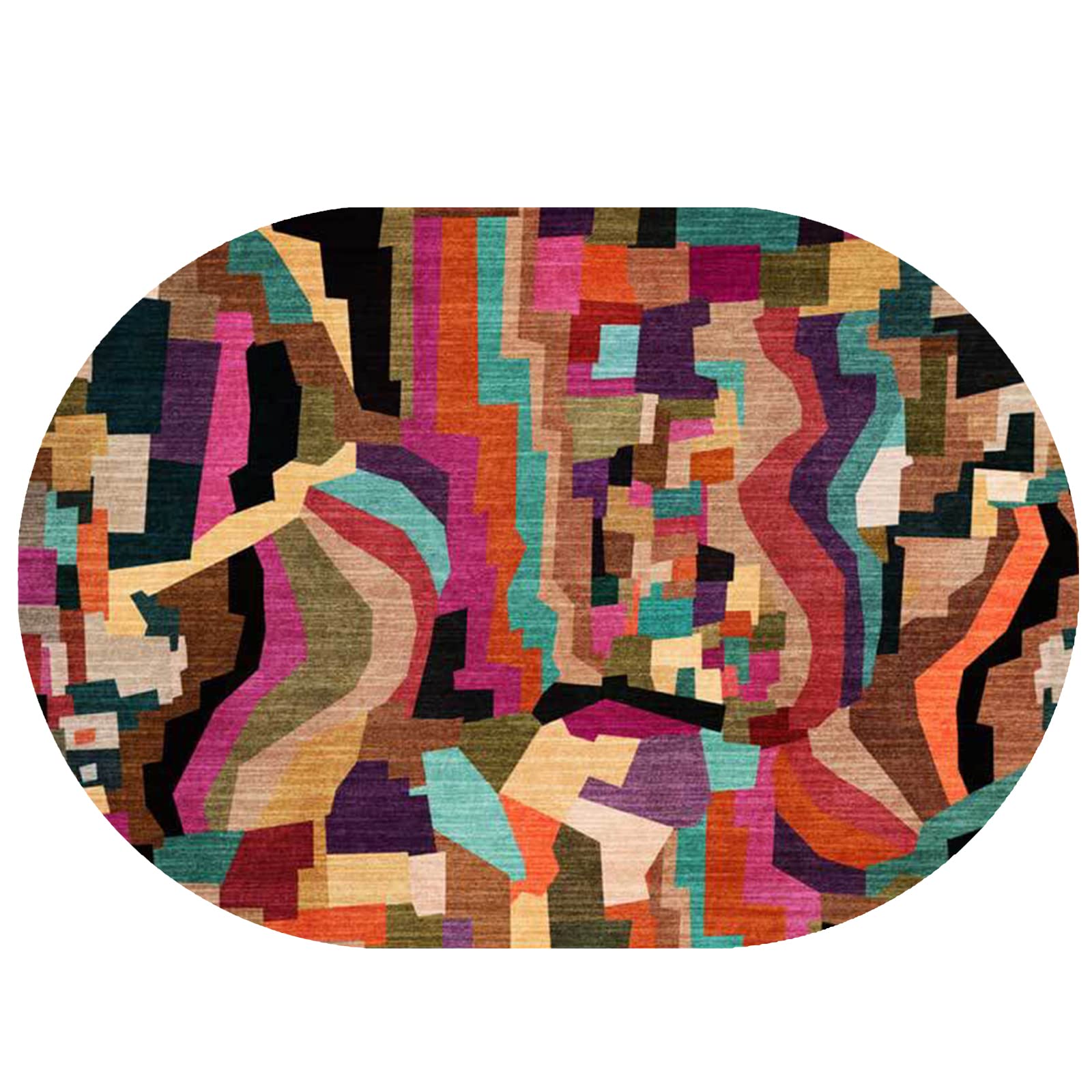 Tapis ovale géométrique abstrait moderne d'architecte 200x230 cm