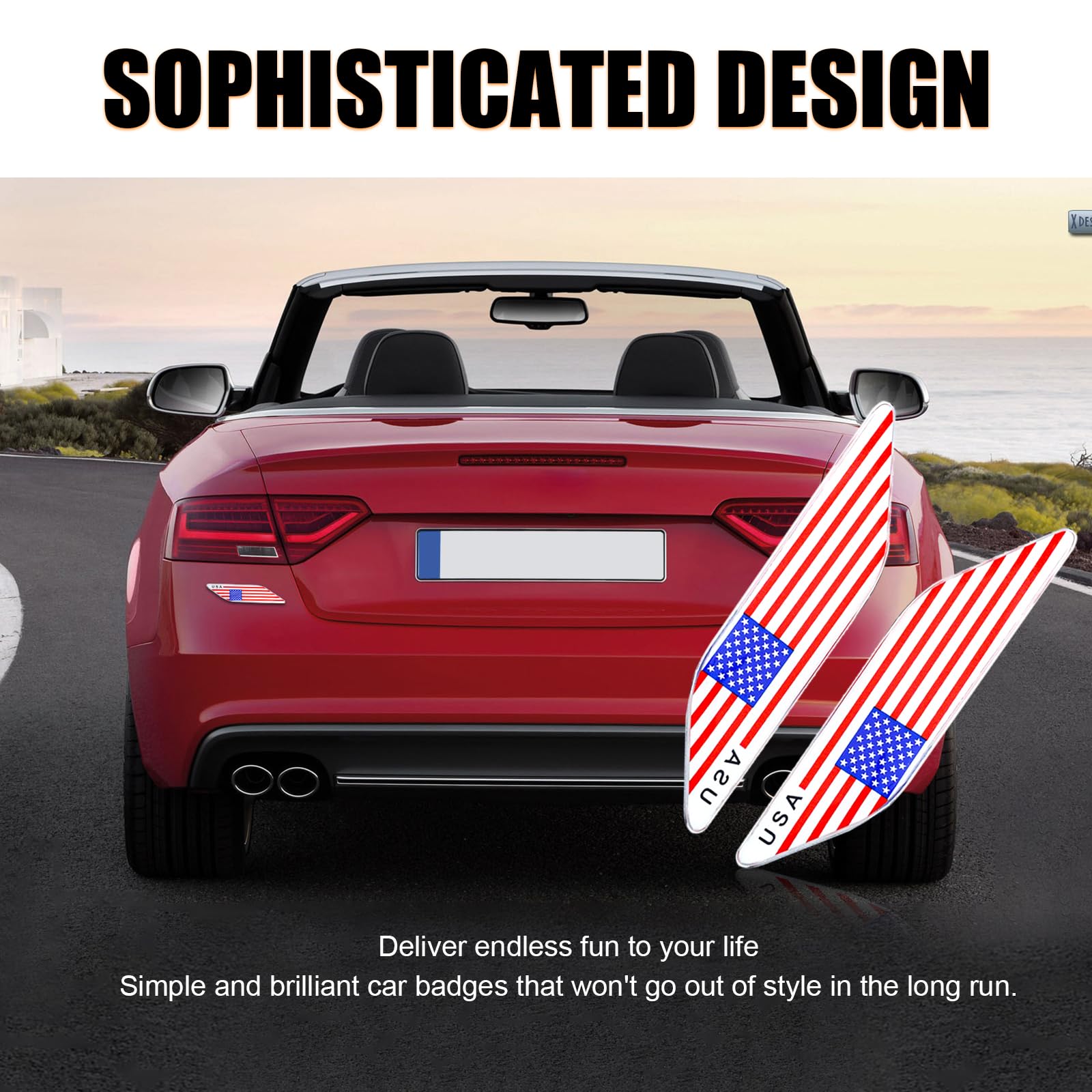 Ziciner 2 x dreifarbige 3D-Flaggen-Emblem, Auto-Aufkleber für Kotflügel, Auto-Legierung, Aufkleber und Deklarationsaufkleber, universelle Außendekoration, geeignet für alle Fahrzeuge (Sternstreifen)