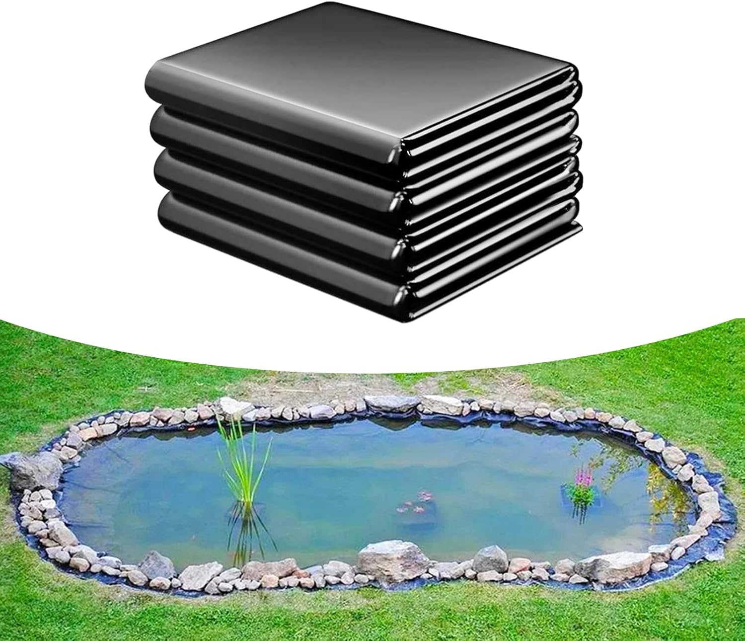 Bâche de bassin anti-déchirure en caoutchouc butyle souple de 5x6m