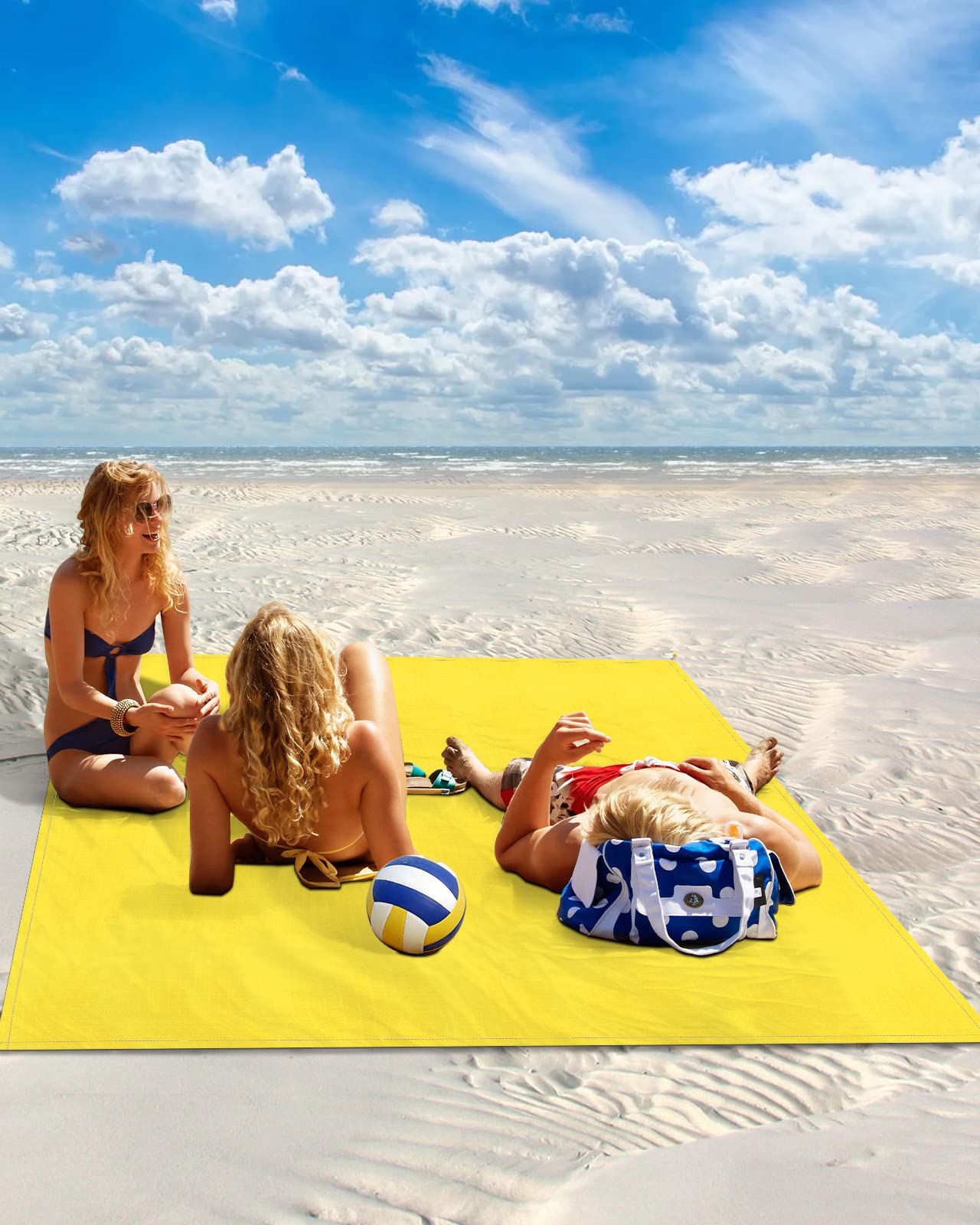 Gsypo Beach Blanket Waterproof Sandproof 108”x84”, Solid Plain