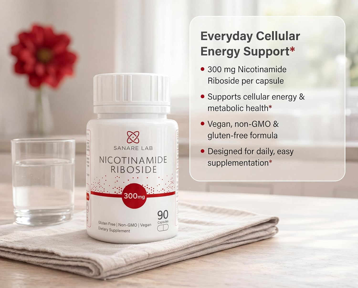 NAD+ Supplement with Nicotinamide Riboside (NR) 300 mg | Cellular Energy & Metabolism Support | 90 Capsules - Image 3