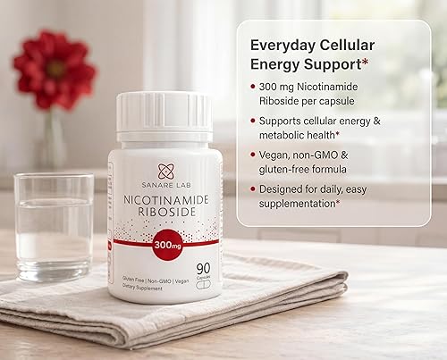 Miniatura 3 de Sanare Lab Suplemento NAD+ con ribósido de nicotinamida (NR) 300 mg  Apoyo de energía celular y metabolismo  90 cápsulas