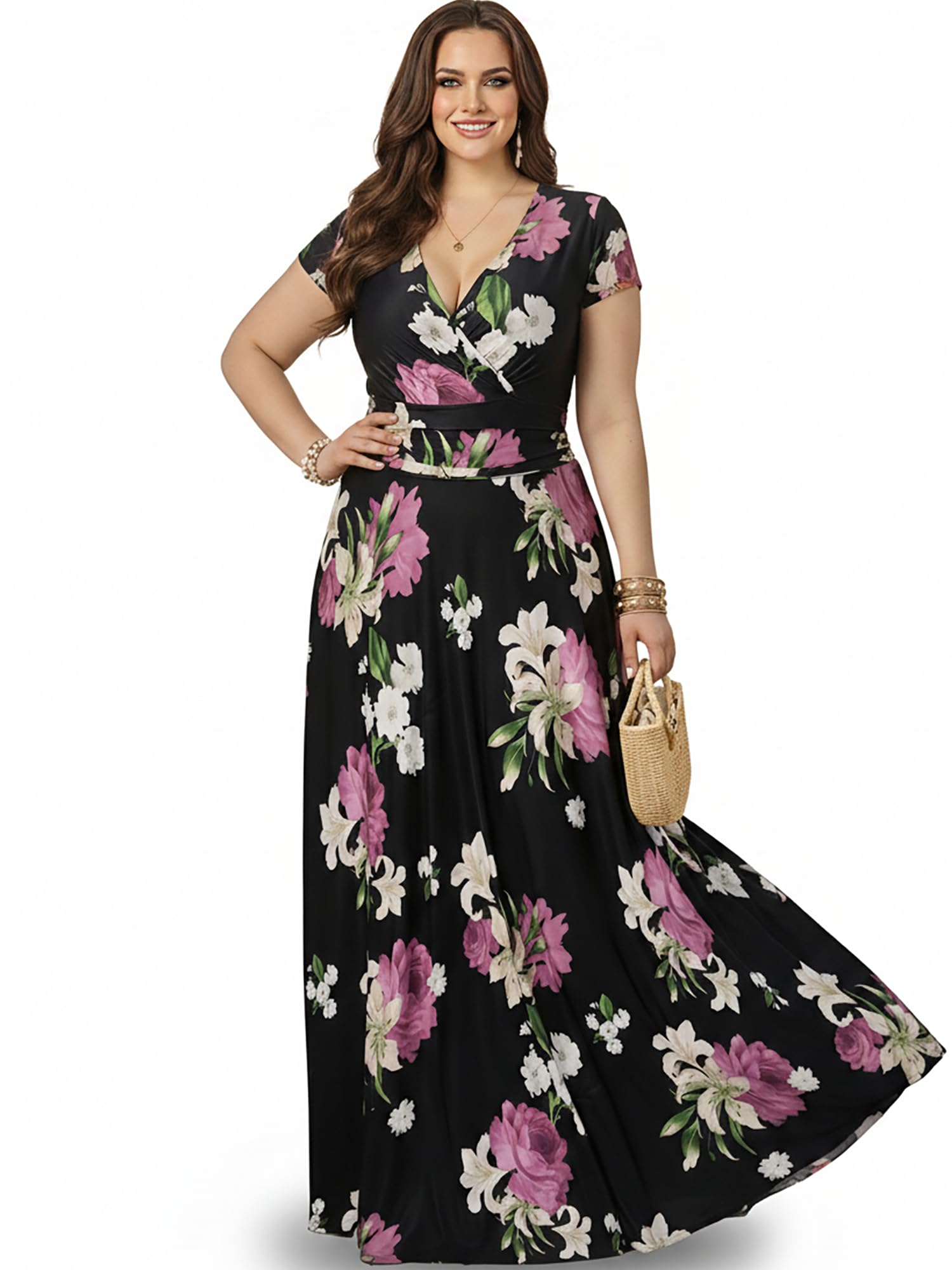 KOH KOH Womens Long Modest Floor Length Flowing Summer Print Maxi Dress