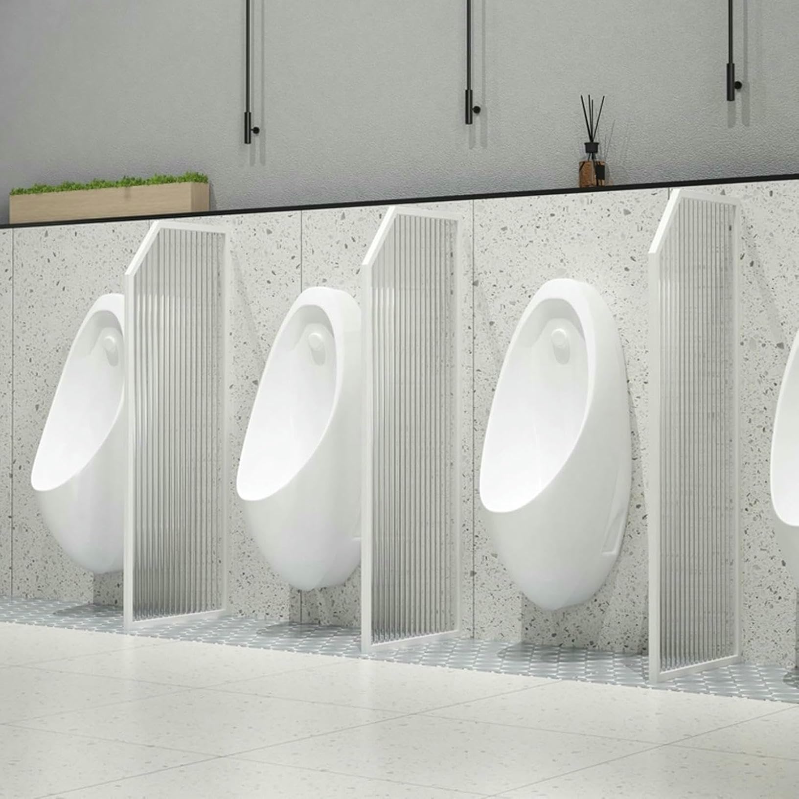 BKSXSOP Urinal Screen - Translucent Glass Panel Baffle, Wall-Mounted Protector for Public Restrooms and Bathrooms