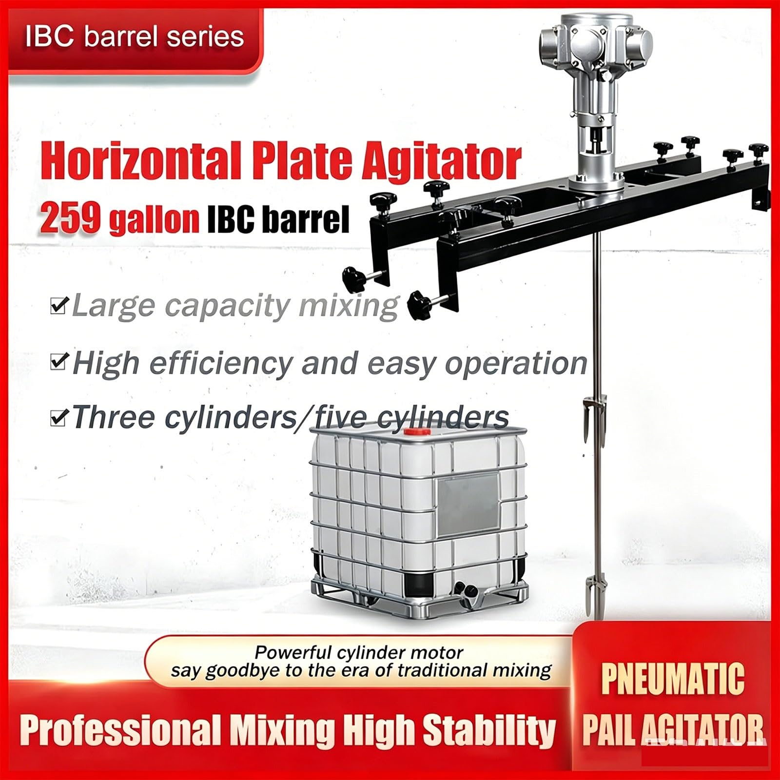 Agitador Ibc, Mezclador De Tanque EléCtrico, Mezclador De Pintura Comercial De 1 Tonelada, Mezclador NeumáTico De Soporte, Rpm Sin For Recubrimiento De Pintura, Líquido Viscoso(3 Cylinders)