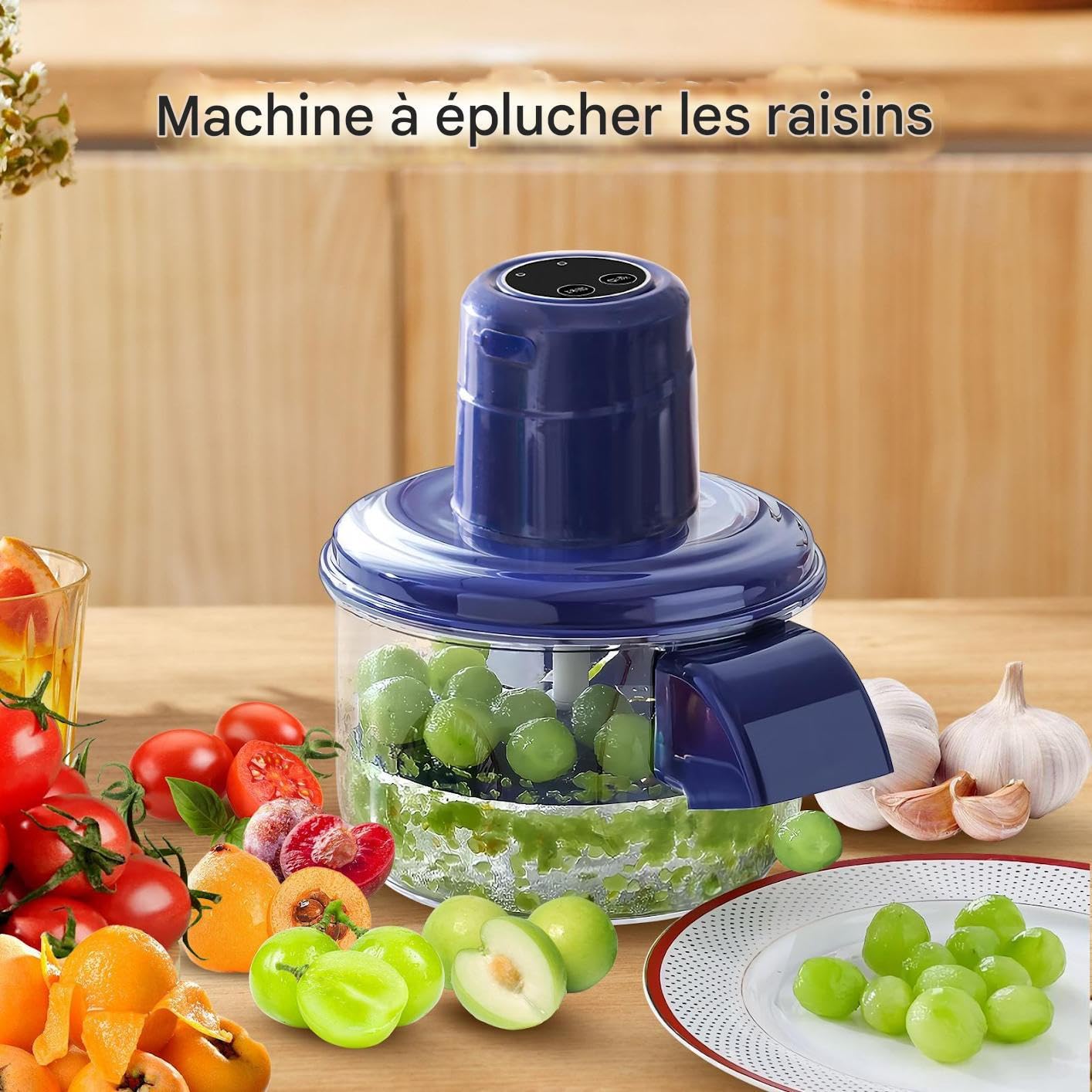 Machine à éplucher Les Fruits Automatique Rechargeable USB - Pour Raisins, Ail, Tomates, Myrtilles, Préparation Saine - 8