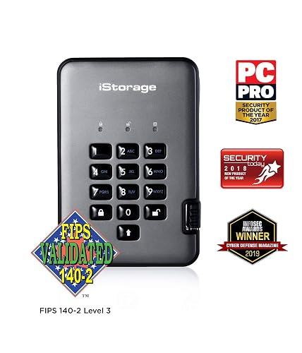 iStorage diskAshur PRO2 SSD 8TB - Secure Solid State Drive - FIPS Level 3 certified - Password protected - Dust/Water-Resistant - Hardware encryption