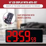 MMKGG Large Digital Wall Clock(1.5CM Number), 42CM LED Wall Clock with Date and Temperature, Count Up/Down Timer with Remote Control, Adjustable Brightness Alarm Clock