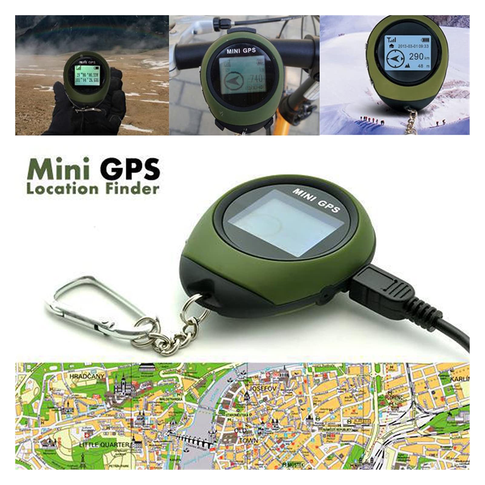 Sistema di navigazione Mini GPS Logger del ricevitore di navigazione USB Tracciamento portatile ricaricabile del ricercatore per la bussola dei viaggiatori .Registratore di guida