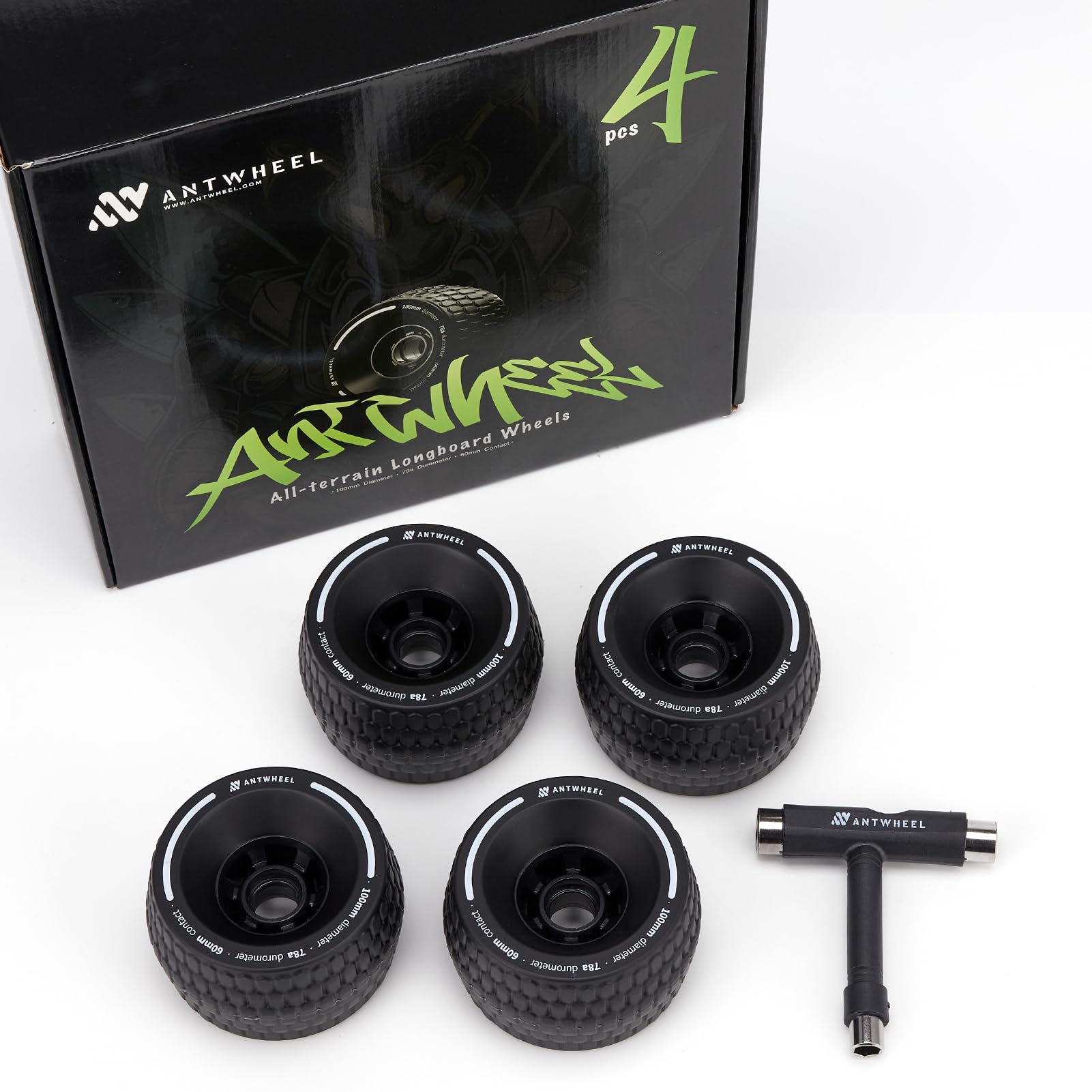 Ruedas de longboard todo terreno de 100 mm, ruedas para monopatín eléctrico de uretano de alto rebote 78A