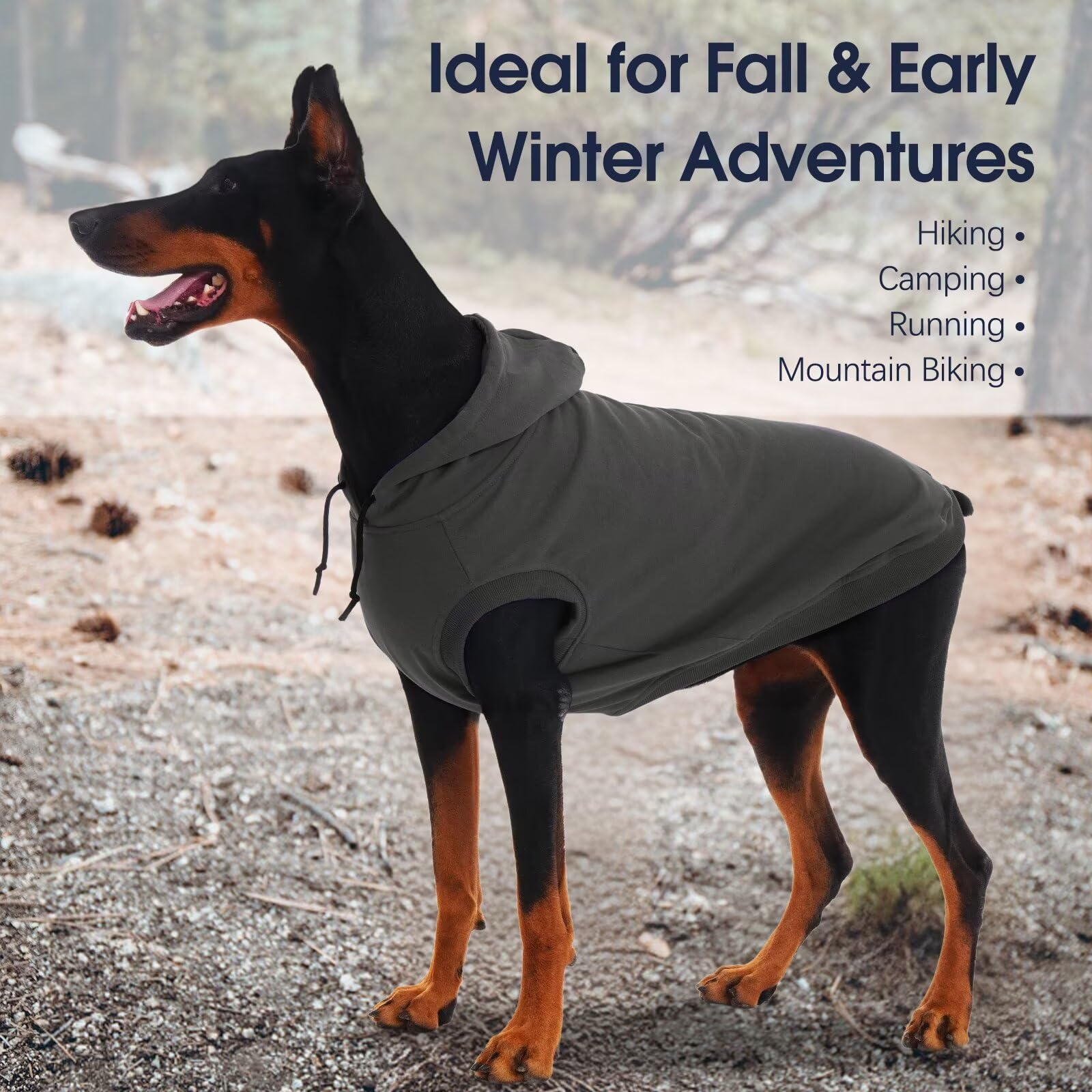 IECOii Sudadera con capucha para perros grandes, ropa para perros grandes con capucha para perros extragrandes, sudadera con capucha para otoño e invierno, ropa para Perros Grandes Doberman, suéter de