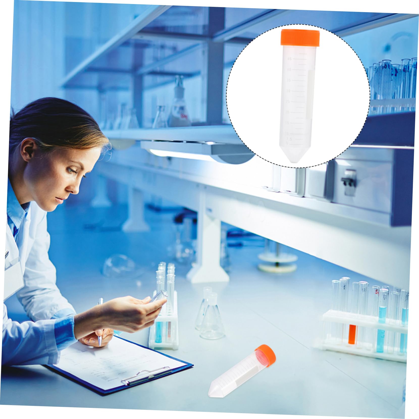 Ciieeo Centrifugal Tube Vials 50ml Plastic Test Tubes 50pcs for Micro-Cultivation Chemistry Physics Educati