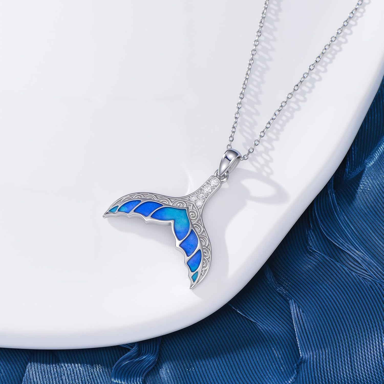 Diamond Whale Tail Necklace for Women 925 Sterling Silver Whale Pendant with Lab Grown Diamond Ocean Jewelry Gifts for Birthday - Image 2