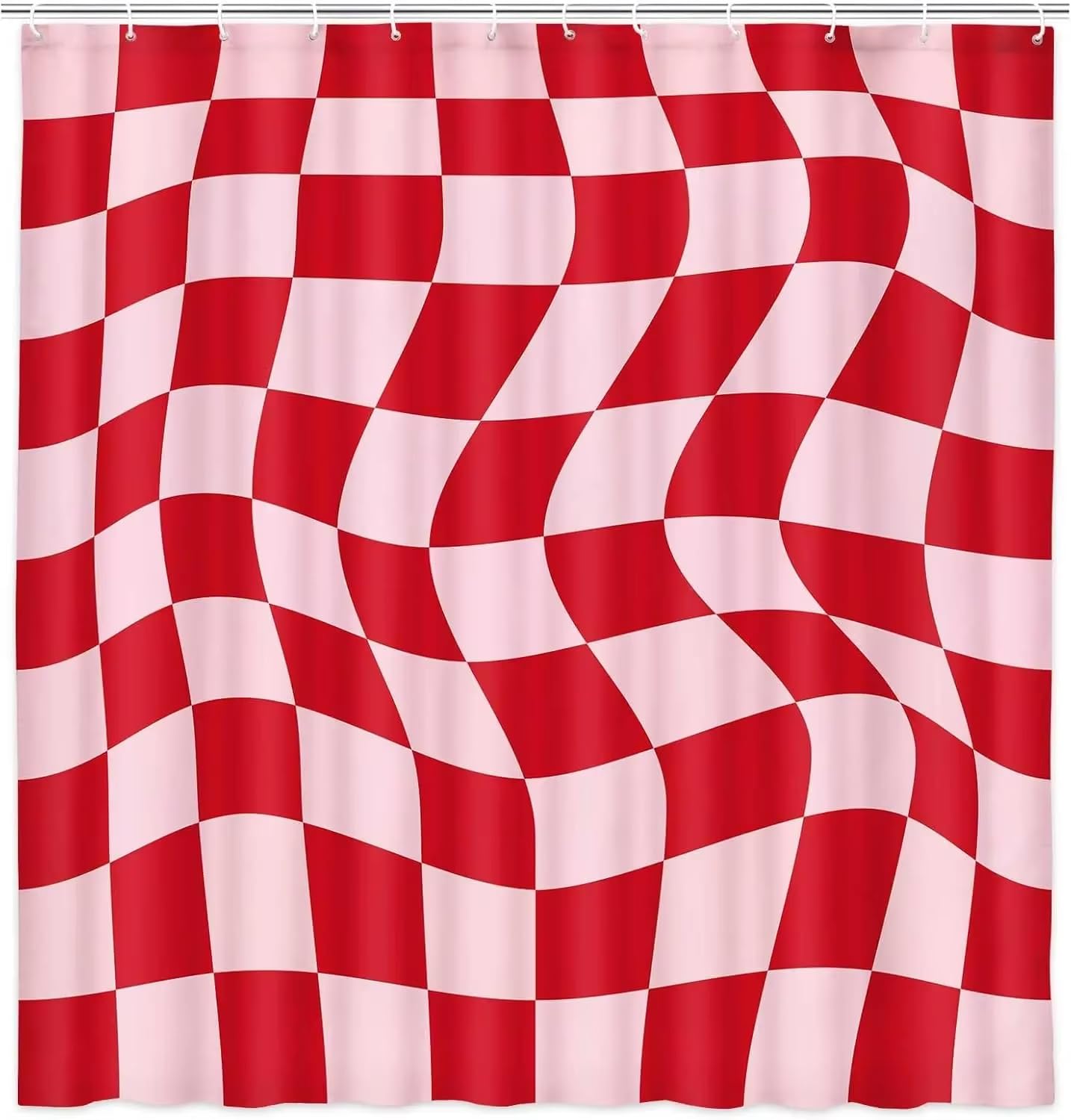 Rideau de Douche 200x200 à Damier Ondulé,Rideaux de Salle de Bain Rétro Abstraits,Rideaux de Baignoire Esthétiques en Polyester Imperméable avec Crochets,Style 8
