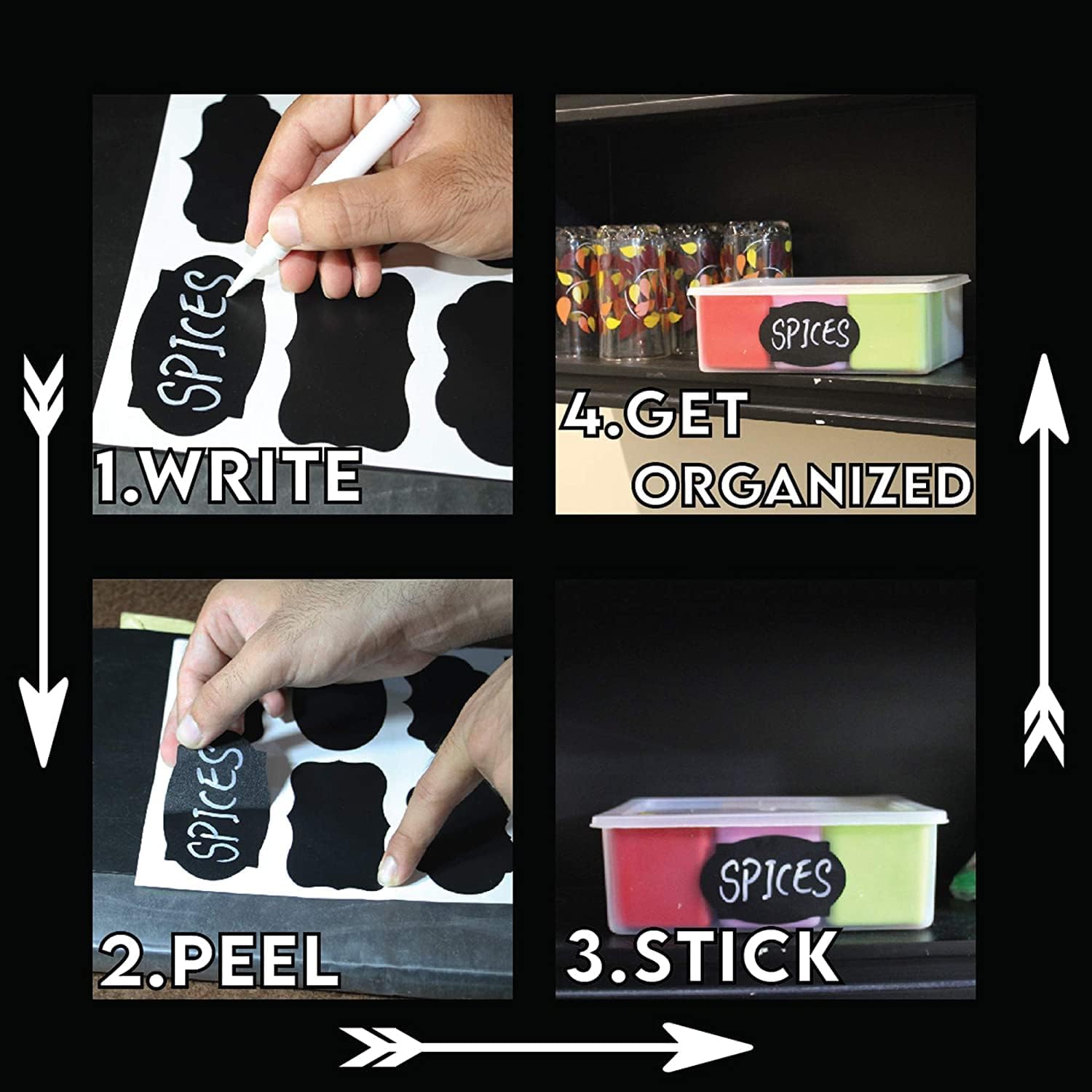 Mantah Oval Chalkboard Labels 200pcs with 2 White Chalk Marker, Reusable Waterproof Chalk Label for Storage Bin, Labels for Food Container, Label for Jars, Containers