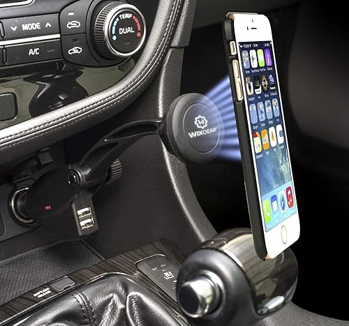 Miniatura 7 de WixGear Cargador de montaje para automóvil, soporte magnético universal para cargador de automóvil, con cargador USB dual, para teléfonos celulares