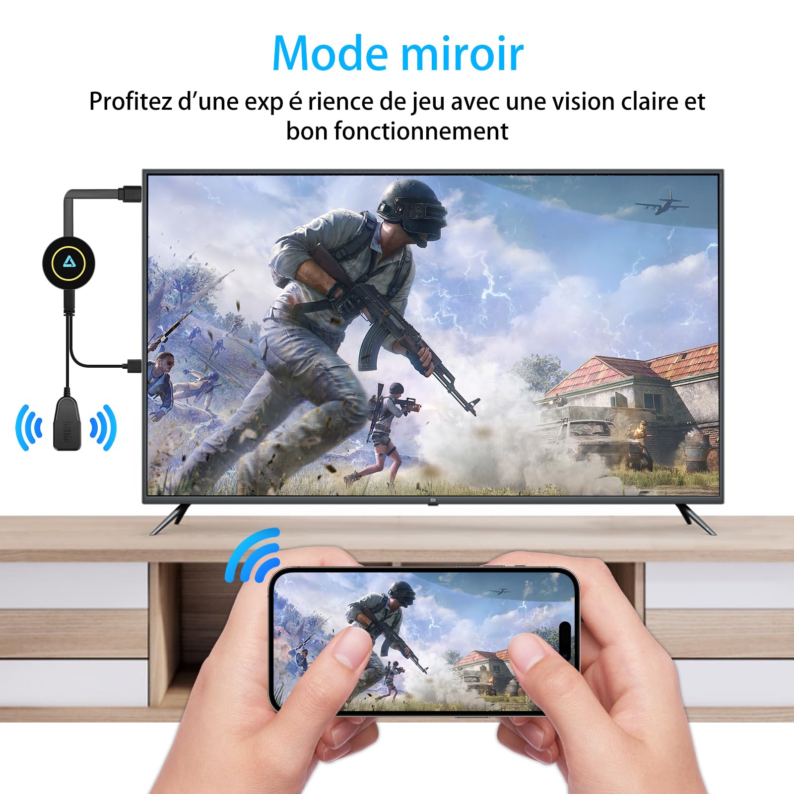 4K Miracast hdmi dongle,Display Dongle WiFi sans Fil Récepteur ，Adaptateur HDMI sans Fil Compatibles i-Phone/i-Pad/Android/i-OS Supporte Miracast,DLNA, Airplay