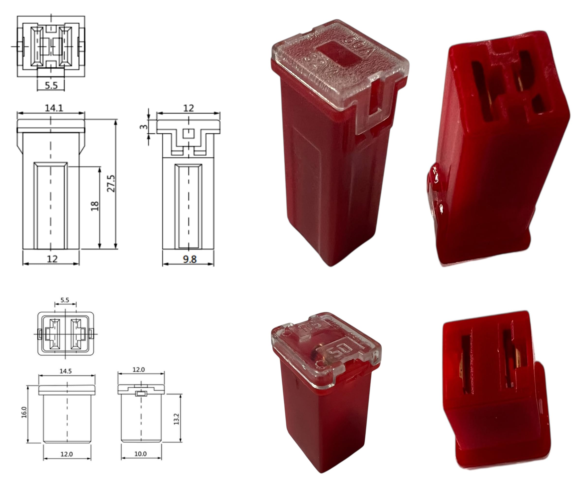 Alkan JCase Blocksicherungen Sortiment 36-tlg. | 20A, 30A, 40A, 50A, 60A und 80A | Niedrigprofil (Low) & Hochprofil (Tall) | KFZ Sicherungen 12V-24V für Auto, LKW, Boot | in Aufbewahrungsbox