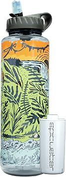 Epic Water Filters Nalgene OG Water Bottle with Filter, USA Made, BPA Free, Removes 99.99% Tap Water Contaminants, Forever Chemicals, GA 2030 Art, 48 oz