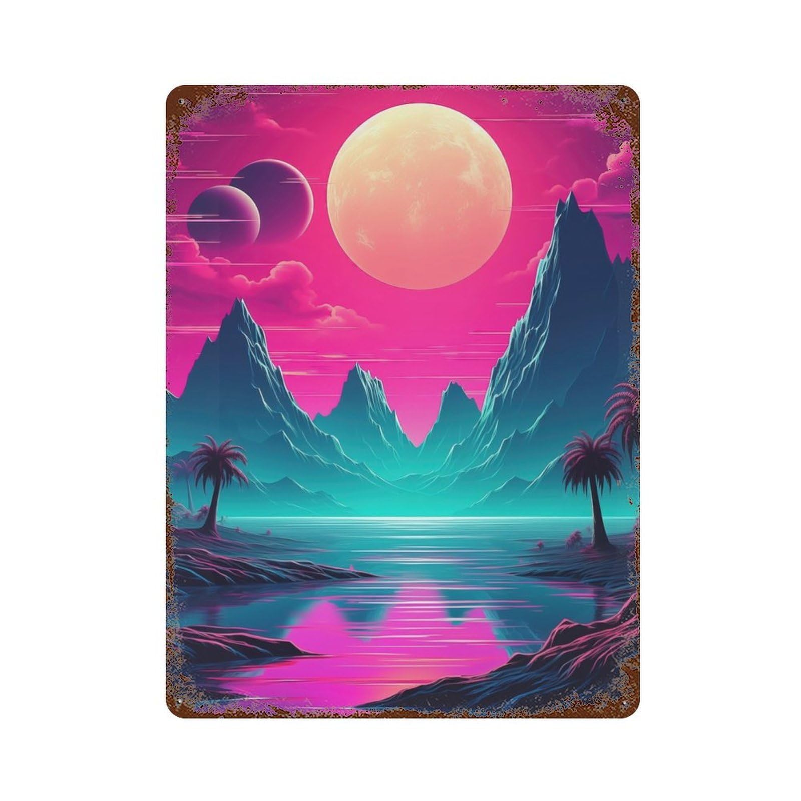 Neon Synthwave Brilliance Decorative Tin Sign 15.7"x11.8", for Bistro, Counter And Cafe Decor, Retro Wall Decor