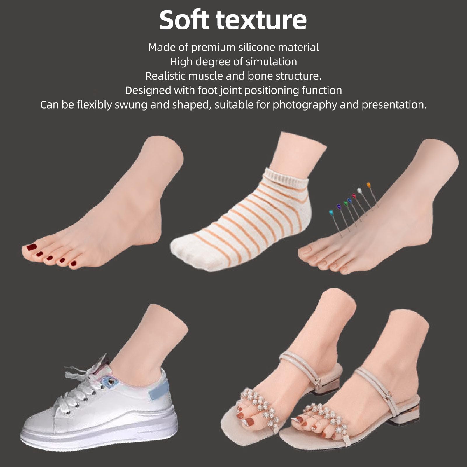 1 par de Pisos de Silicona Modelo de Arte de Uñas Realizado Posicionamiento de Articulaciones Flexibles para el Entrenamiento de Belleza de Manicura por Fotografía con